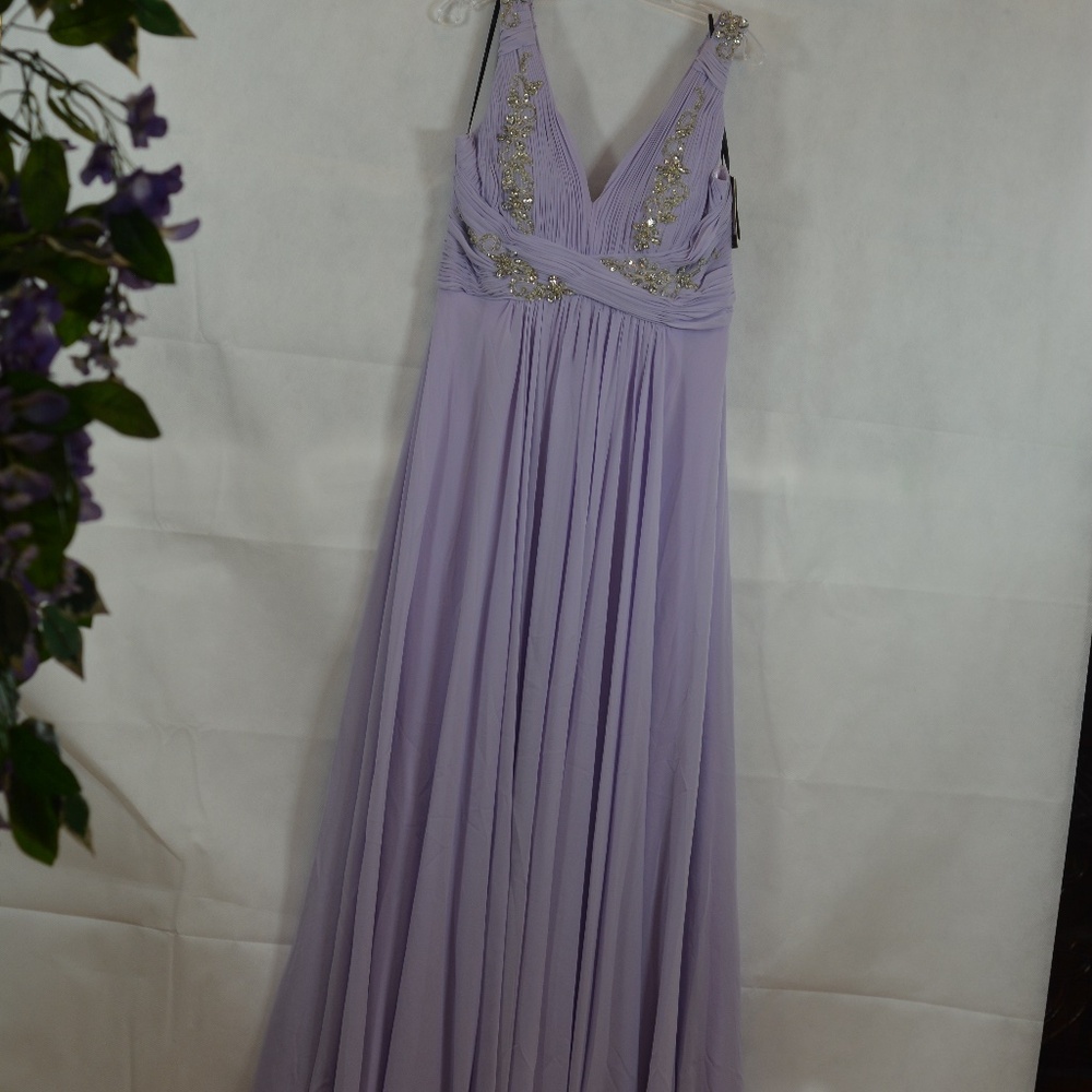 Lilac Beaded Sequin Rhinestone Gown SZ 14 NWT